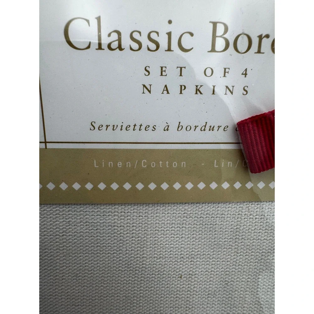 NWT Williams Sonoma Classic Border Red Cream 4 Placemats 4 Napkins Discontinued